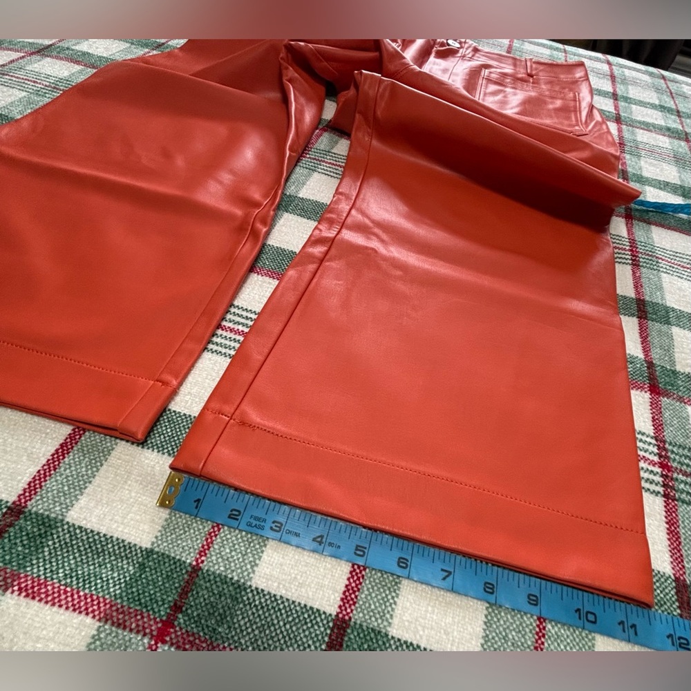 Anthropologie Maeve The Colette Cropped Wide-Leg Faux Leather Pants SIZE 34 EUC - Picture 8 of 15